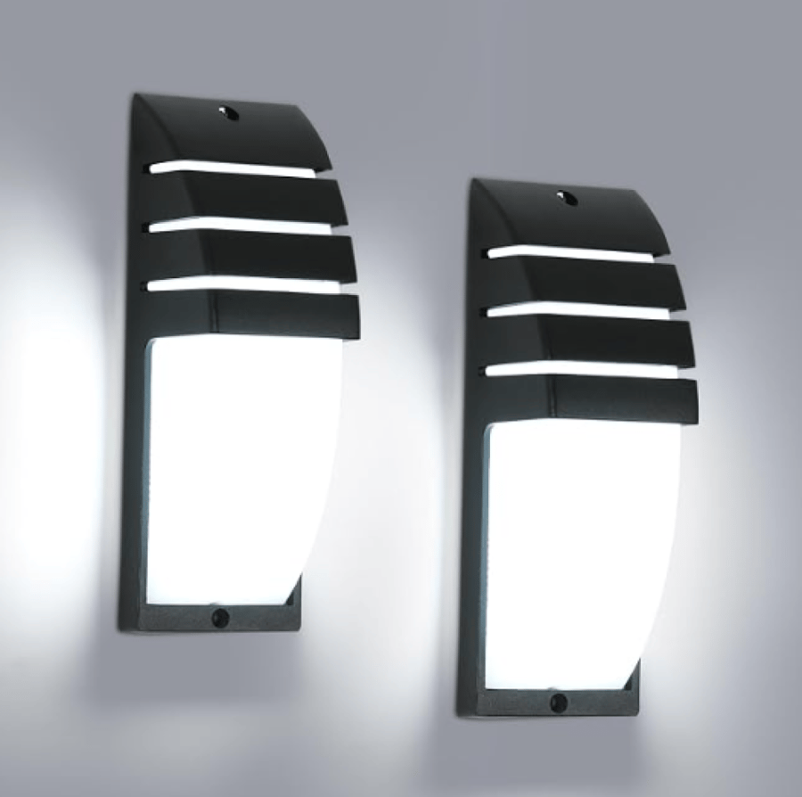 زوج إضاءة جدارية خارجية سوداء LED بتصميم حديث للواجهات والمداخل