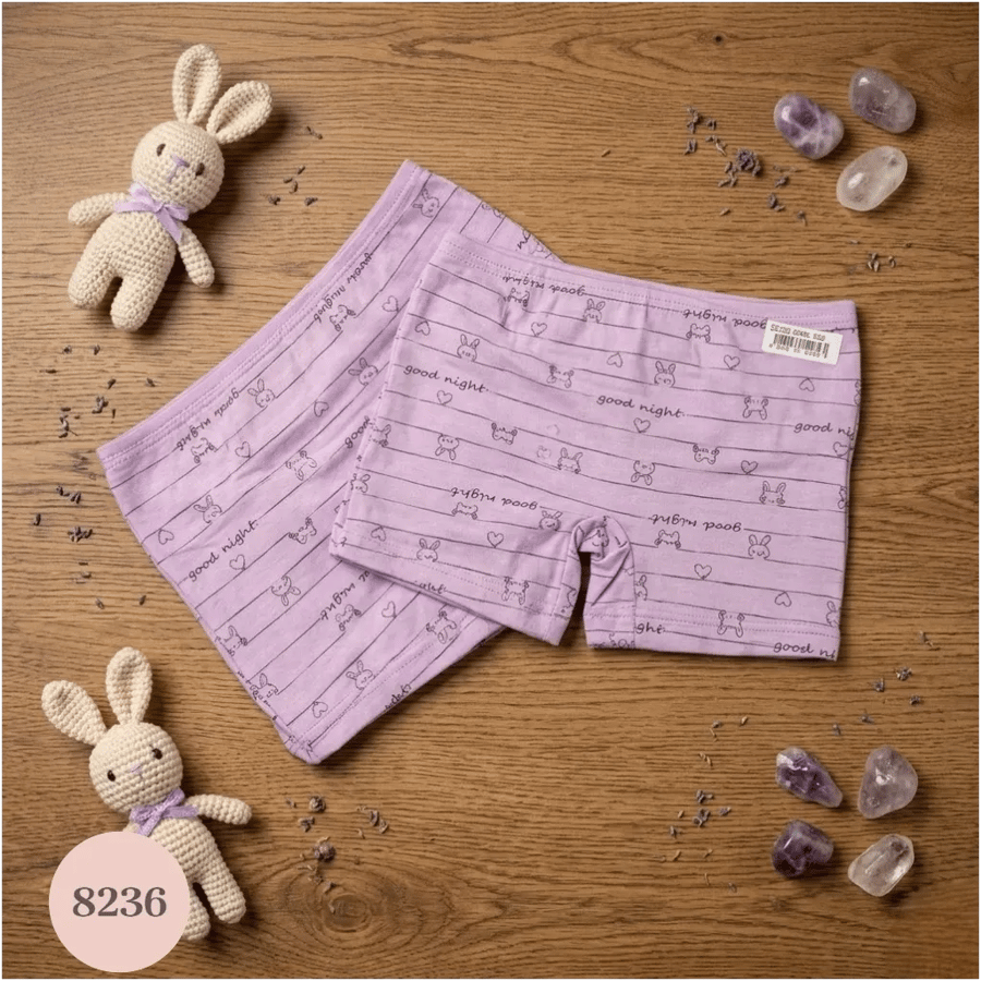 6 pieces girls' boxer shorts floral- Turkish cotton