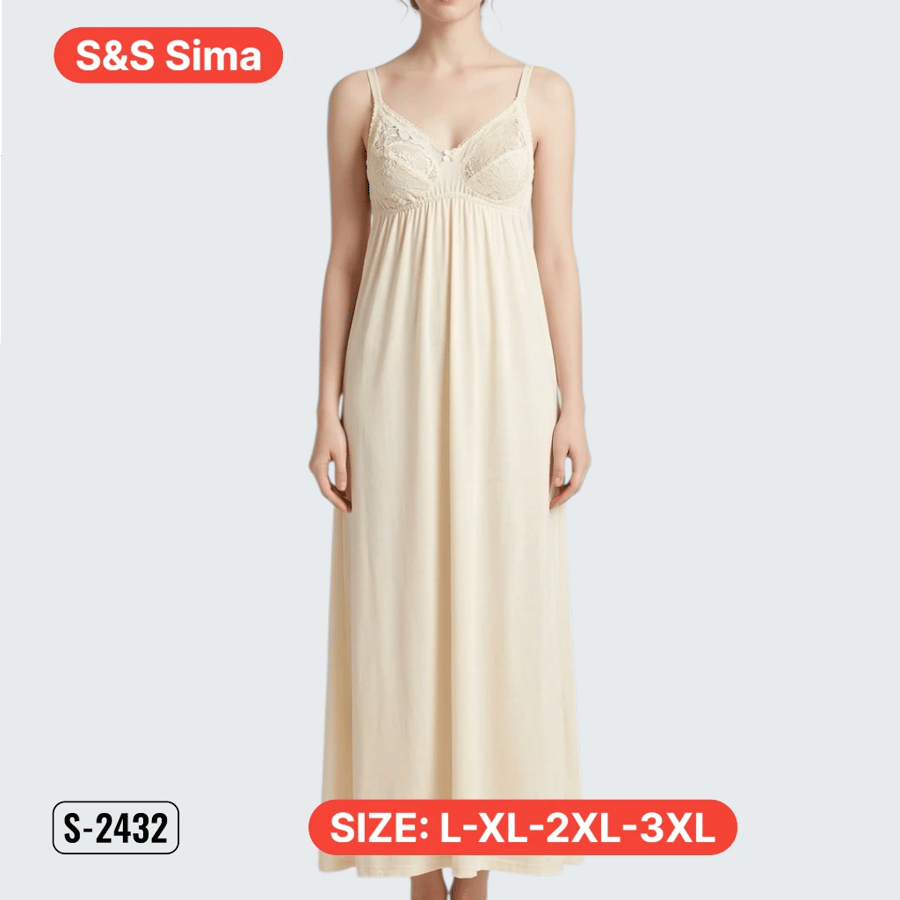 6-Piece Set: Women's Cotton Maxi Full Slips with Bra