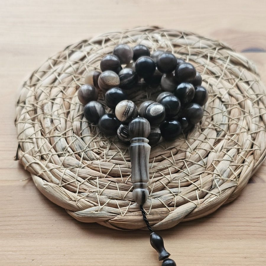Small size buffalo horn prayer beads