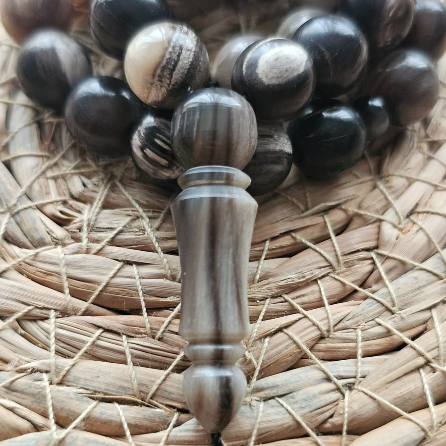 Small size buffalo horn prayer beads