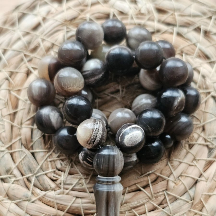 Small size buffalo horn prayer beads