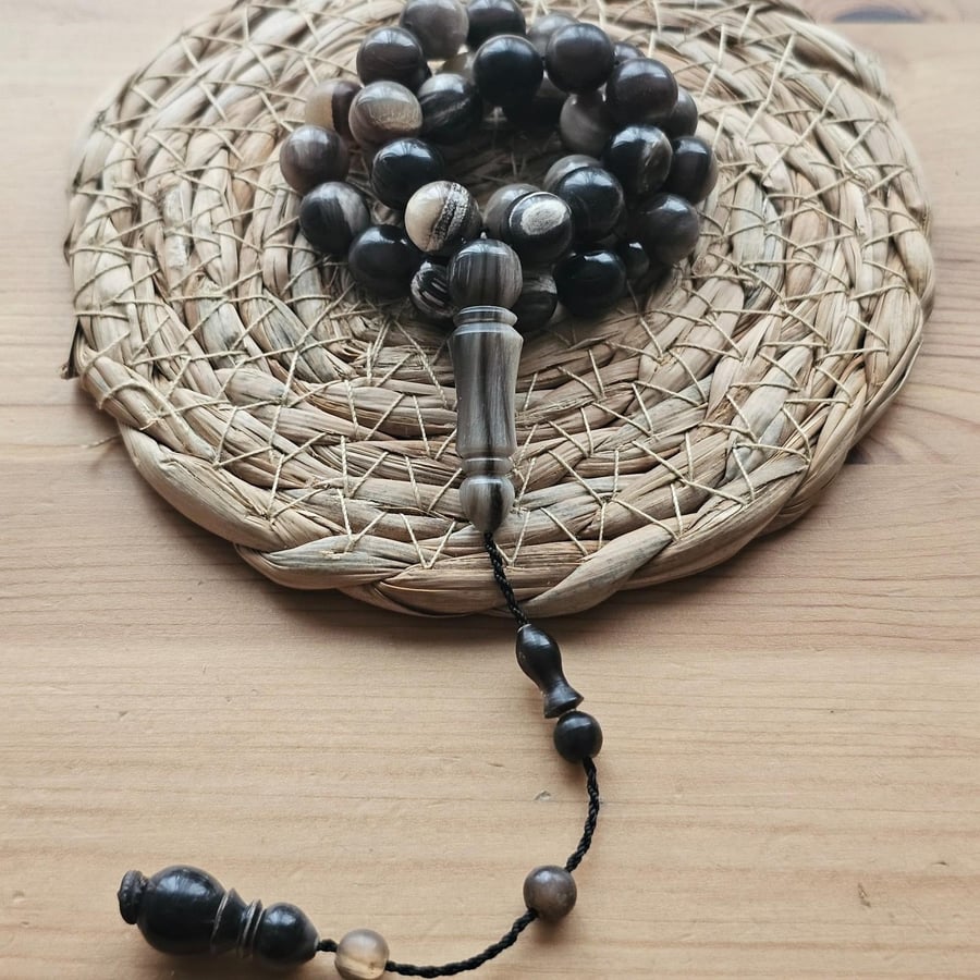 Small size buffalo horn prayer beads