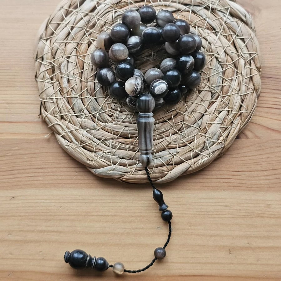 Small size buffalo horn prayer beads
