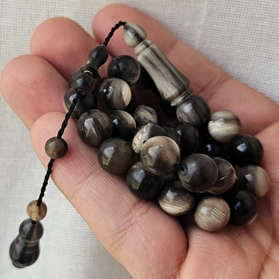 Small size buffalo horn prayer beads