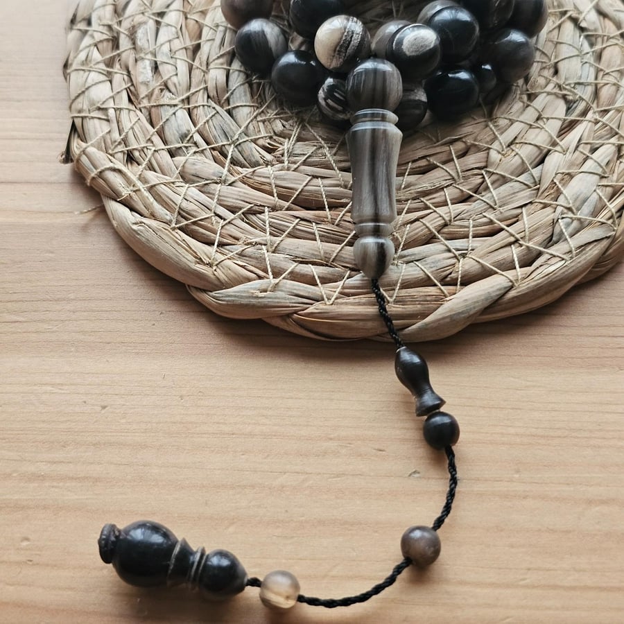 Small size buffalo horn prayer beads