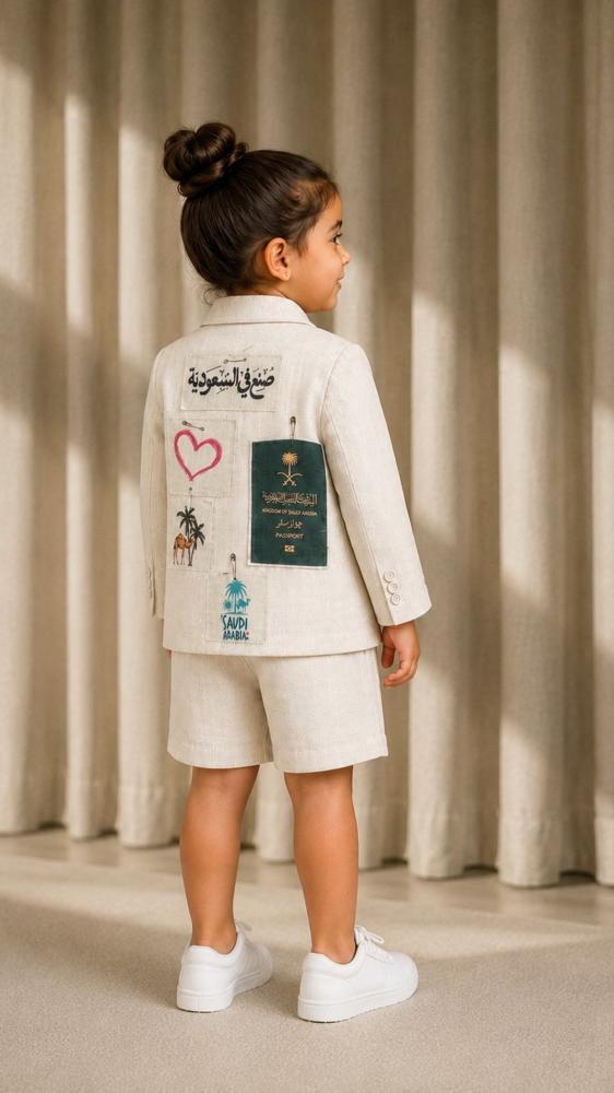 طقم اطفال صنع في السعودية  لليوم الوطني`