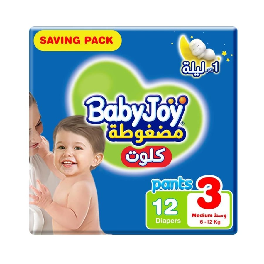 بيبي جوي كلوت مقاس 3 للأطفال من 4 إلى 9 كجم 12 حفاضة