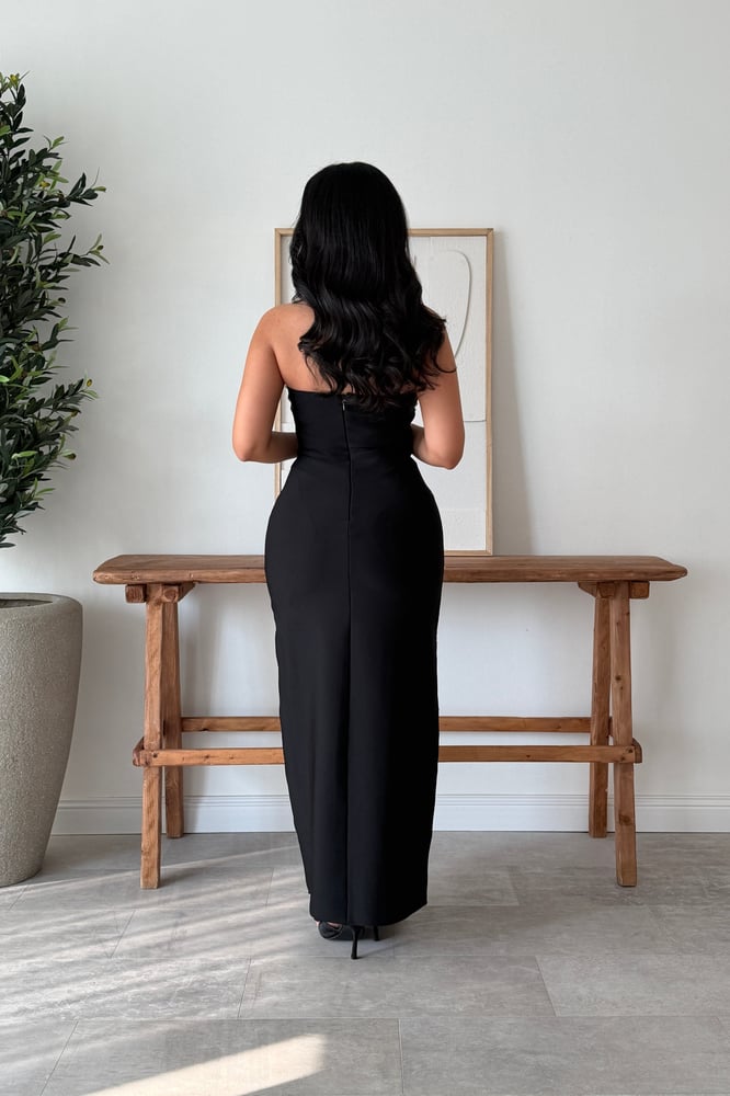 black dress studded with crystals