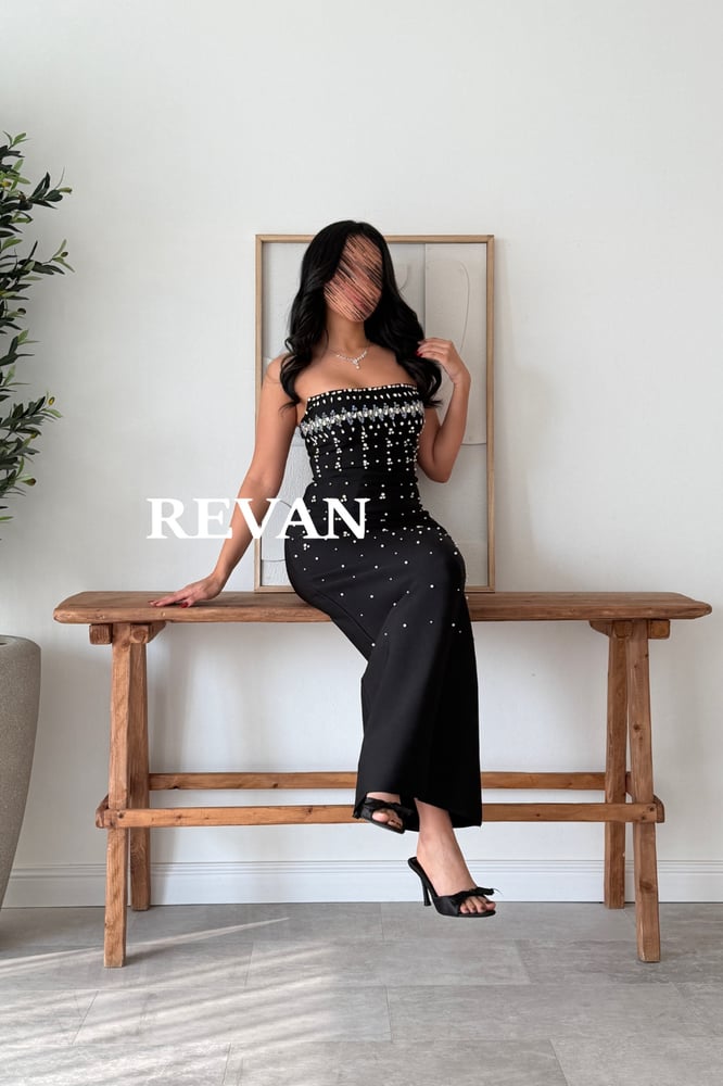 black dress studded with crystals