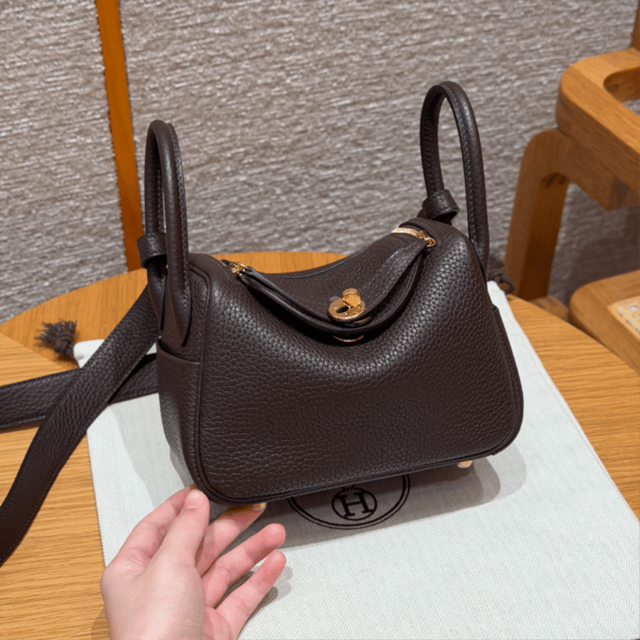 ارميز ليندي Lindy mini مقاس 19cm لون الهاردوير ذهبي لون بني غامق