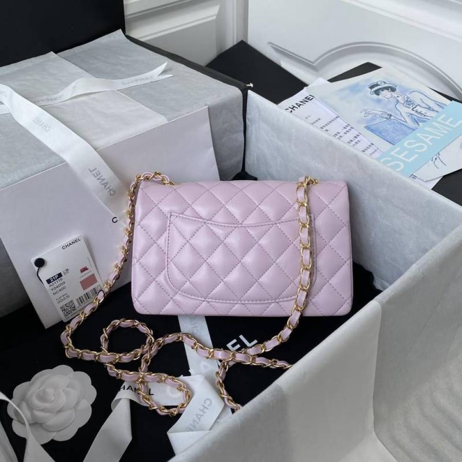 Chanel Classic Mini Leather Lamb Skin Bag Size 20cm