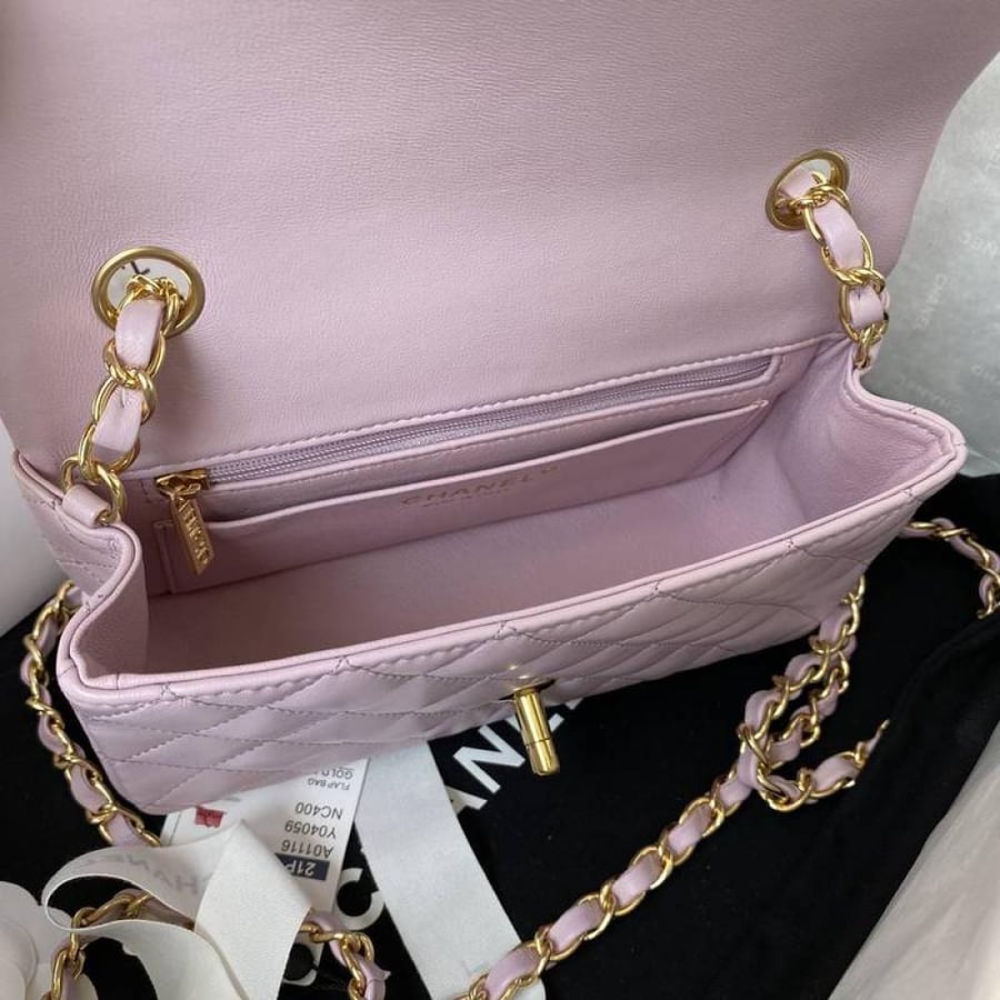Chanel Classic Mini Leather Lamb Skin Bag Size 20cm