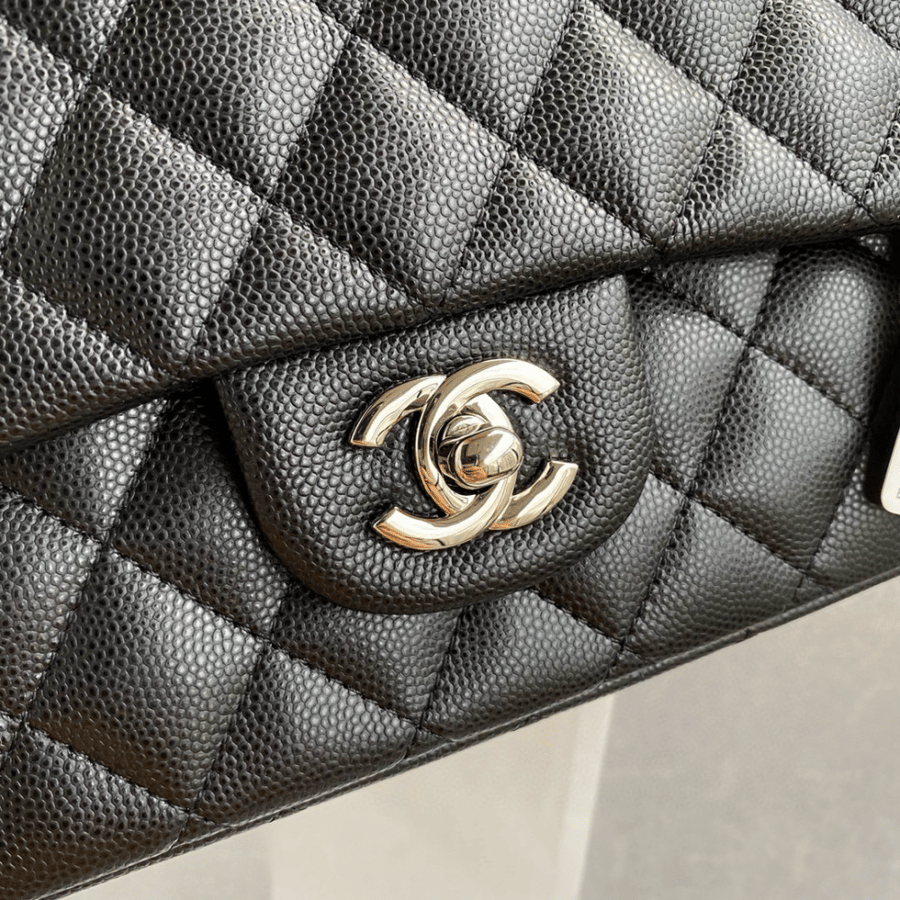 Chanel Classic Medium Leather (Caviar) Hardware Silver Size 25.5cm