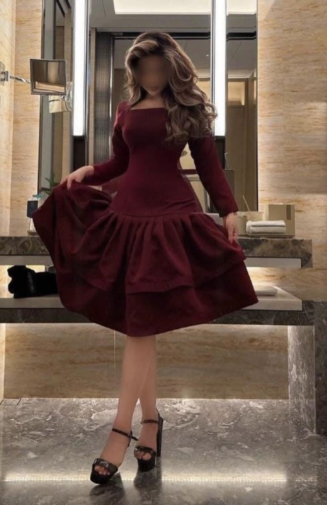 فستان اسيه انيق عنابي