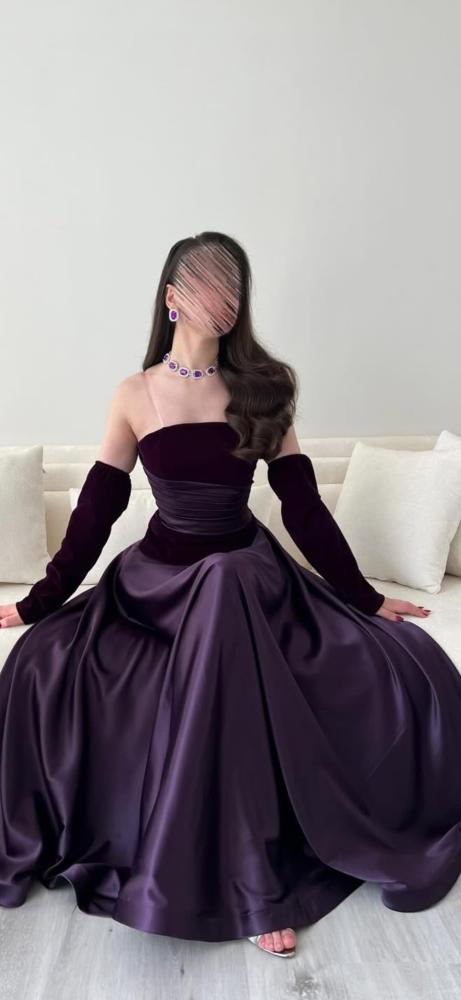 فستان سهره فخم موف ، عنابي