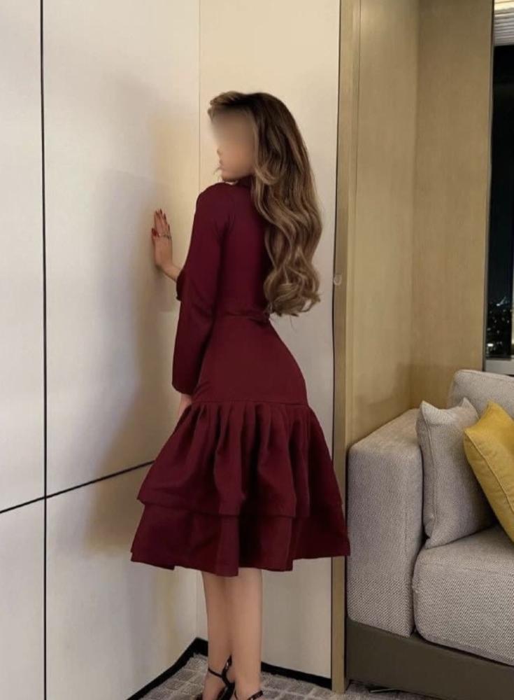 فستان اسيه انيق عنابي