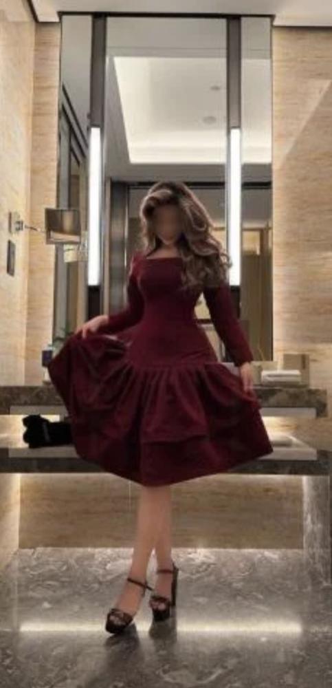 فستان اسيه انيق عنابي