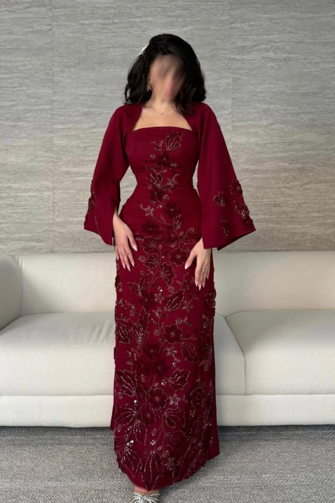 فستان سهره فخم برغندي
