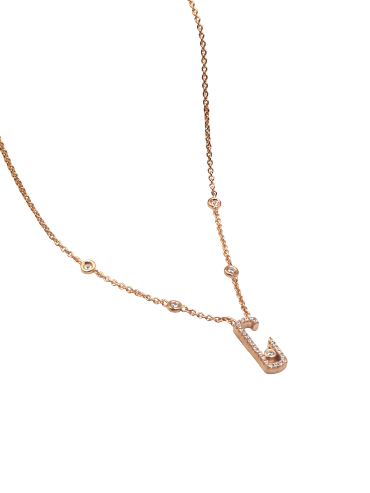 Silver necklace Musiqa studded with zircon 02