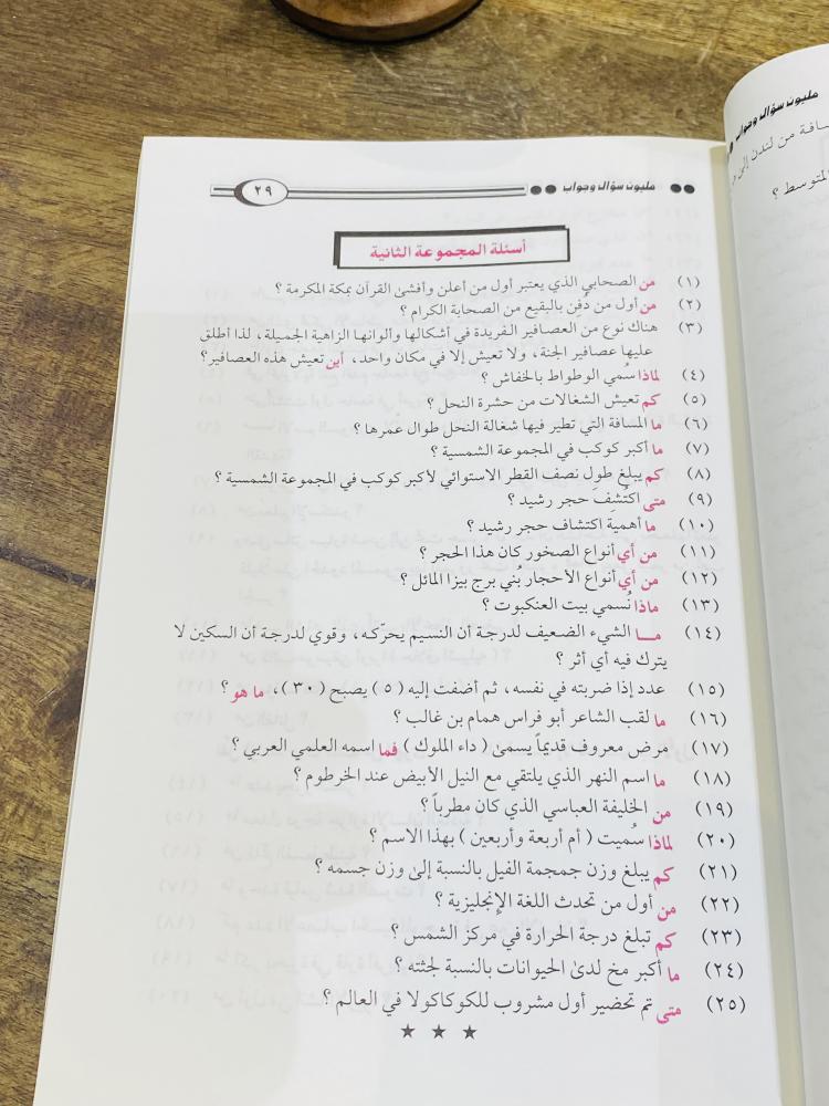 من البنود المميزة؛ كتاب بعنوان مليون سؤال طبع عام ١٤٢٣هـ ٢٠٠٢م