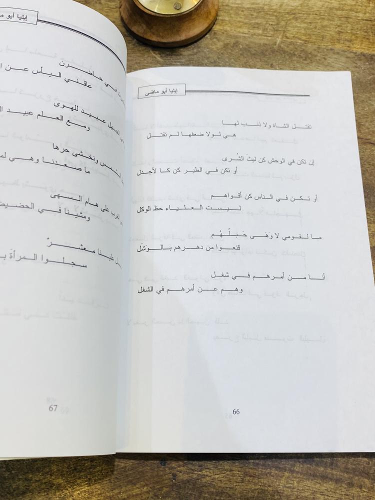 من البنود المميزة؛ كتاب بعنوان إيليا أبو ماضي حياته وشعره الطبعة الأولى عام ٢٠٠٥م