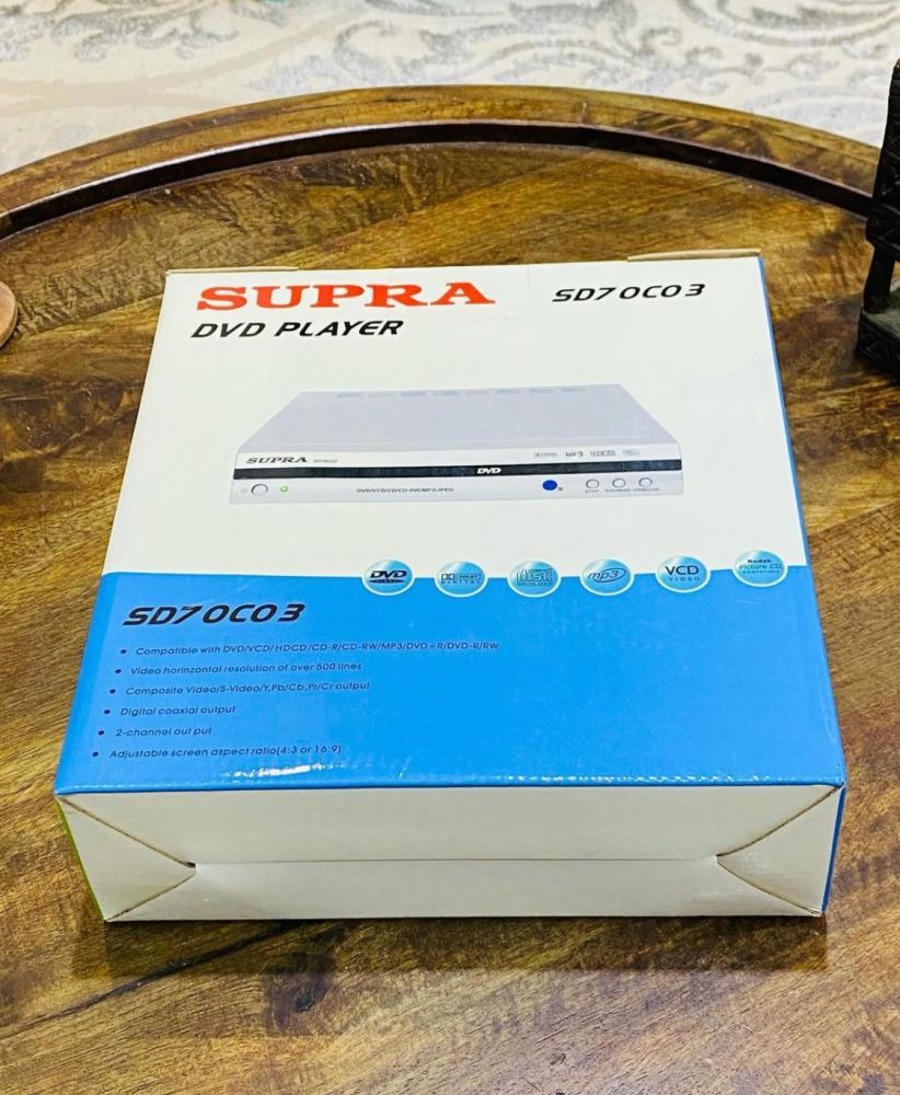 DVD player in box and all its accessories; made in China