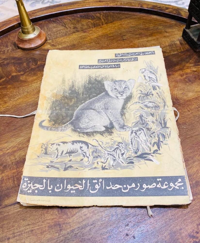 من النوادر؛ ١٤ صورة كبيرة الحجم على ورق مقوى لحديقة الحيوان بالجيزة عندما كانت مصر الجمهورية العربية المتحدة؛ قديمة جداً؛ يعتبر بند متحفي مميز