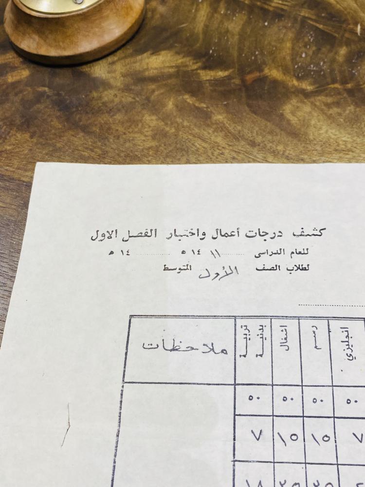 من النوادر؛ كشف درجات الفصل الأول  عام ١٤١١هـ