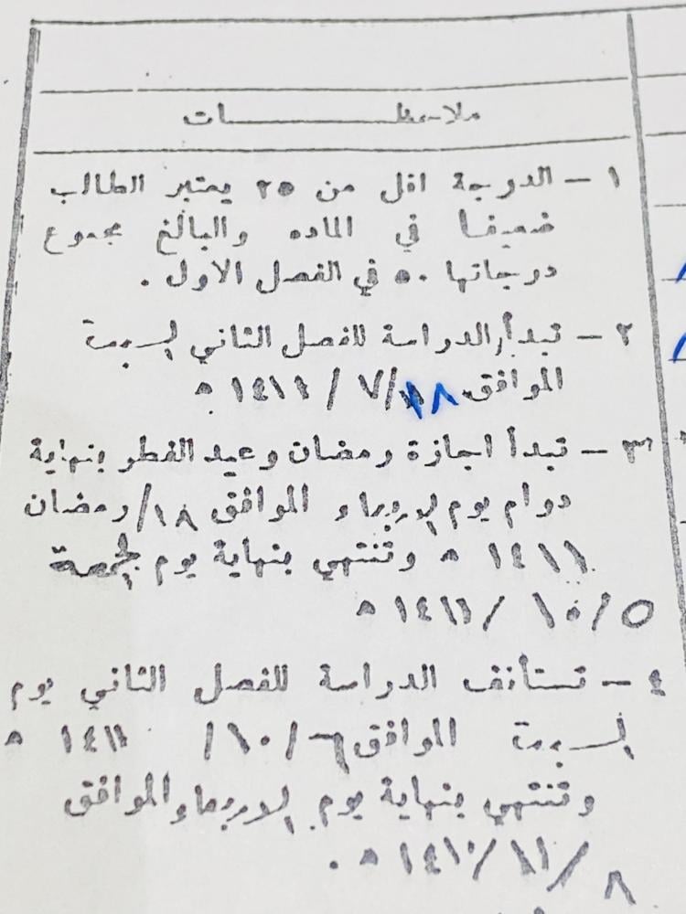 من النوادر؛ شهادة عام ١٤١١هـ