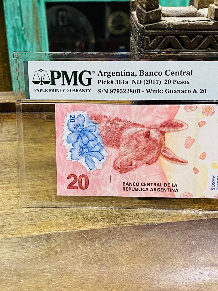 عملة الإرجنتين فئة ٢٠ بيزو تقييم ٦٦ من شركة (PMG)