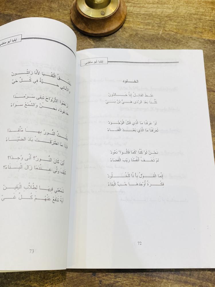 من البنود المميزة؛ كتاب بعنوان إيليا أبو ماضي حياته وشعره الطبعة الأولى عام ٢٠٠٥م