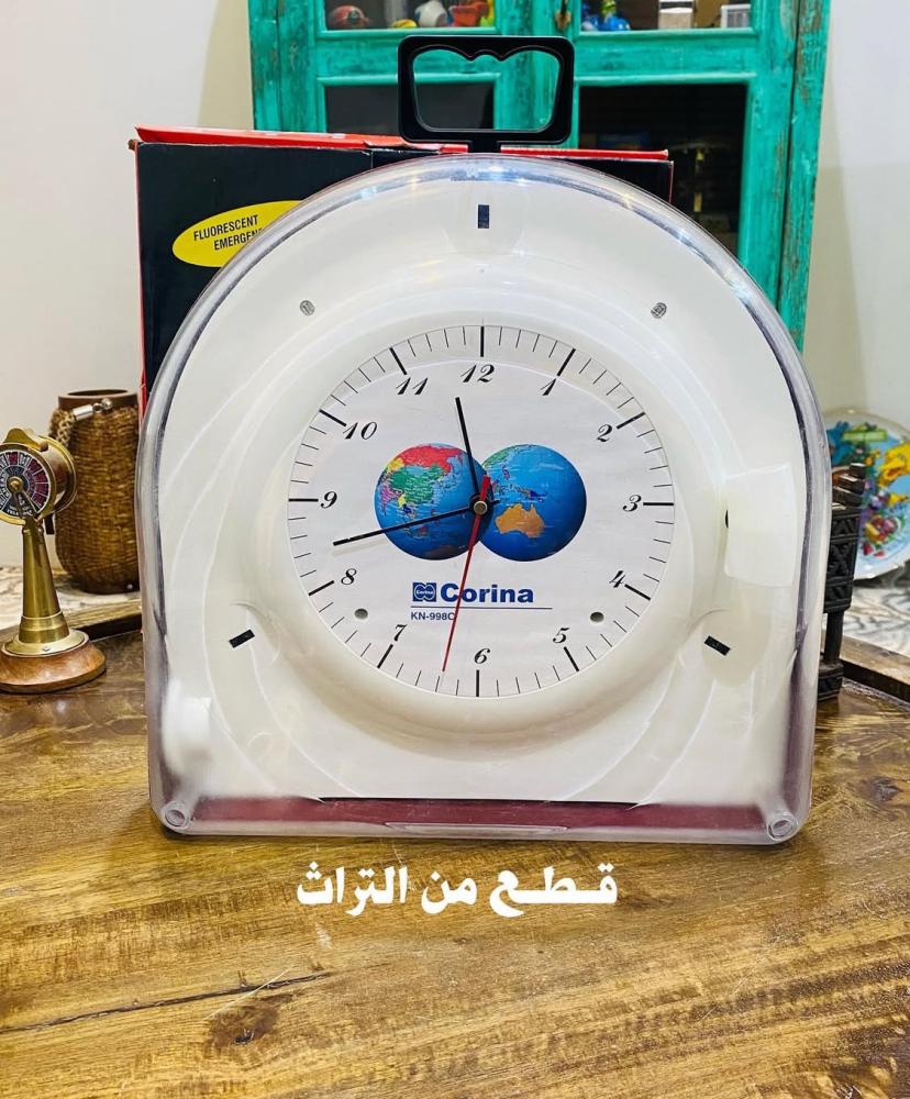 Among the rare items; a clock from the advertising of Corina company for electrical tools; large size, operates on 220-volt electricity; stored in a carton; made in Japan