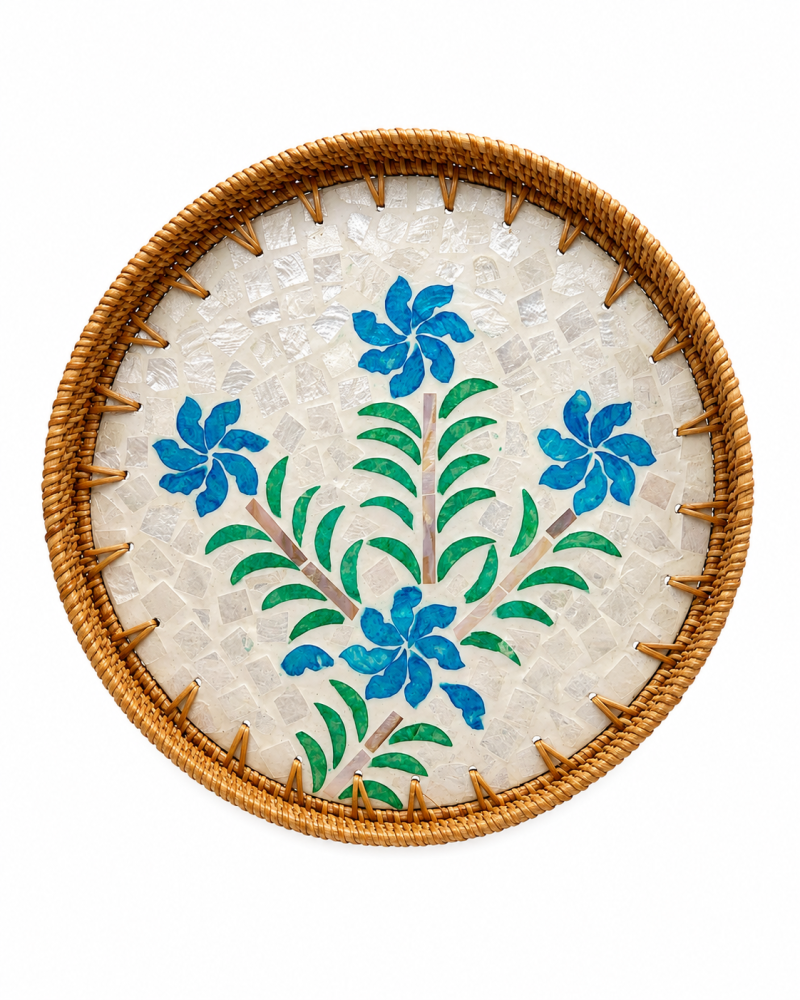 Round Shell Mosaic Serving Tray | Saudi Souvenir