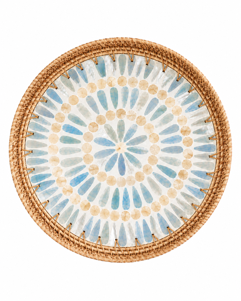 Round Shell Mosaic Serving Tray | Saudi Souvenir