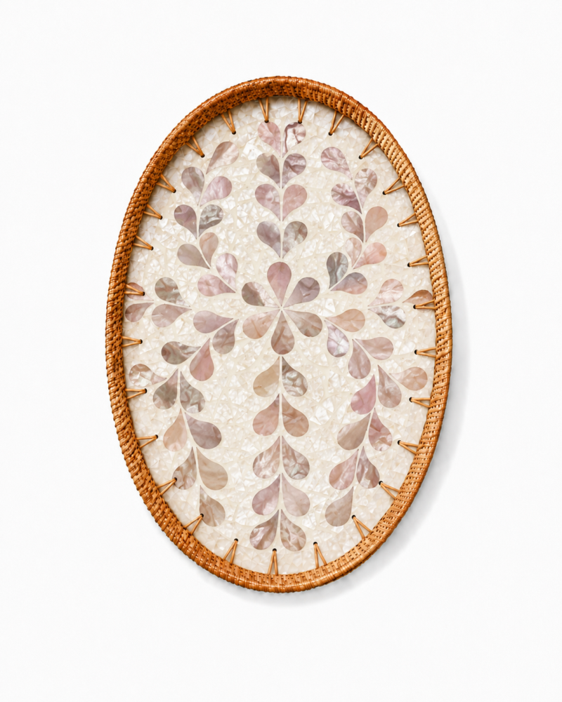 Oval Shell Mosaic Serving Tray | Saudi Souvenir