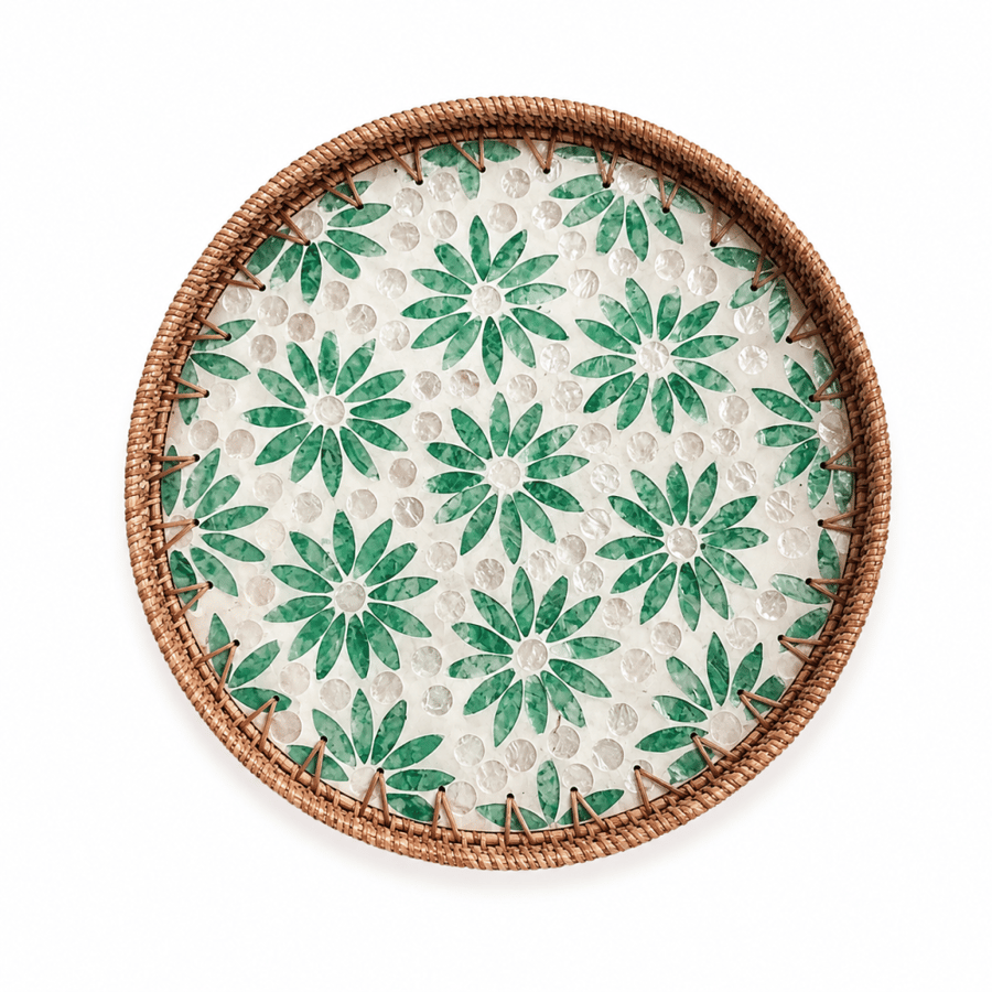 Round Shell Mosaic Serving Tray | Saudi Souvenir