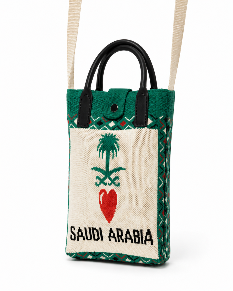 Saudi Arabia Handmade Woven Saudi Emblem Phone Crossbody Bag | Saudi Souvenir