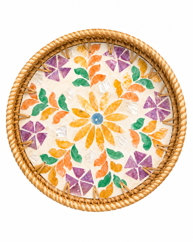 Round Shell Mosaic Serving Tray | Saudi Souvenir
