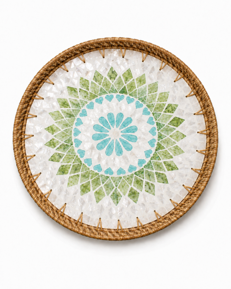 Round Shell Mosaic Serving Tray | Saudi Souvenir