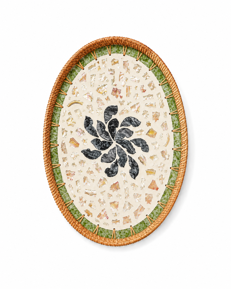 Oval Shell Mosaic Serving Tray | Saudi Souvenir