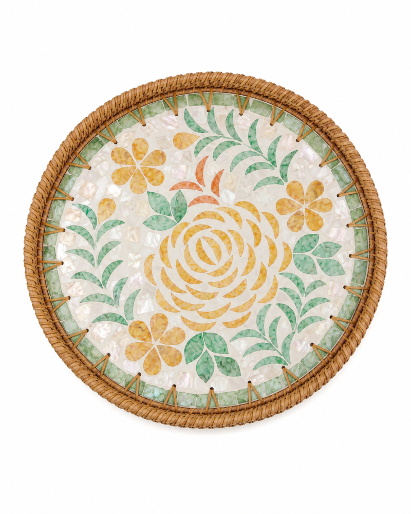 Round Shell Mosaic Serving Tray | Saudi Souvenir