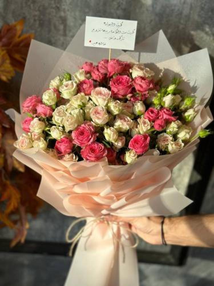 Baby rose bouquet of pink and white color