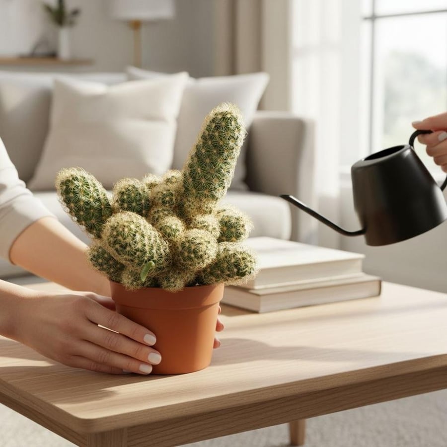 صبار إصبع السيدة طبيعي Mammillaria elongata صبار أصابع ذهبي للديكور