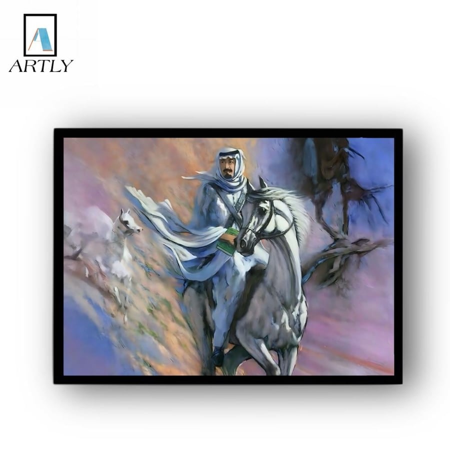 لوحة الملك عبدالله على ظهر خيل