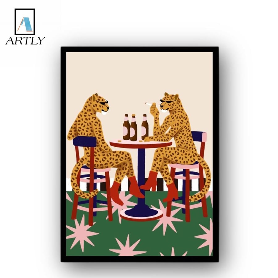 لوحة Two tigers at a table