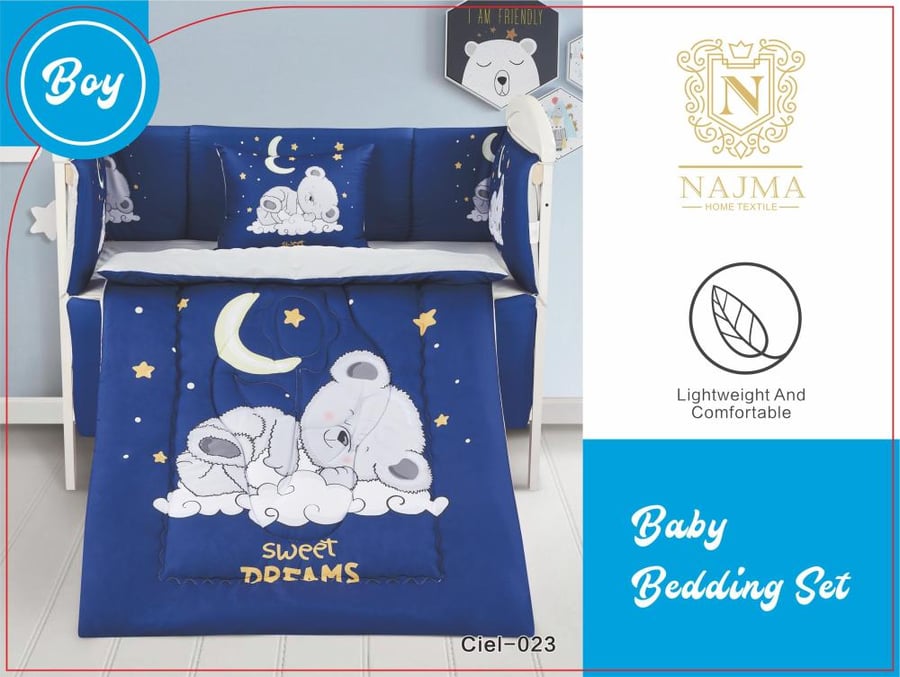 Baby boy bed linen set Little Prince 5 pieces blue