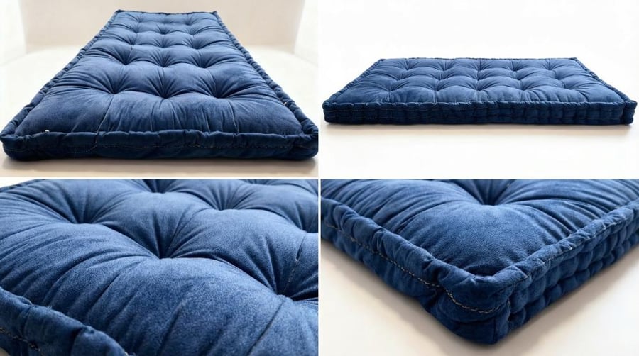 Blue velvet mattress 90×190 cm size, height 15 cm