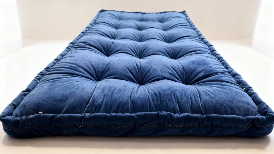 Blue velvet mattress 90×190 cm size, height 15 cm