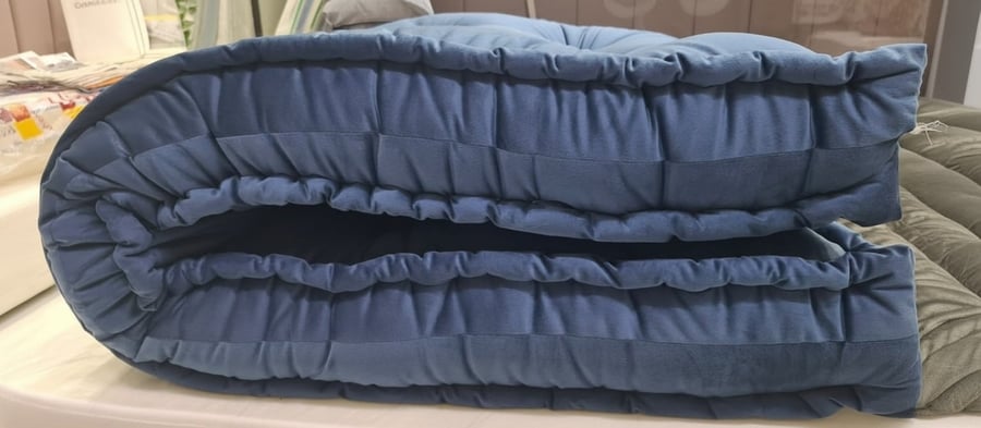 Blue velvet mattress 90×190 cm size, height 15 cm